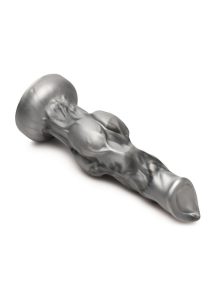 Night Prowler Silicone Dildo - Medium - Silver/Black