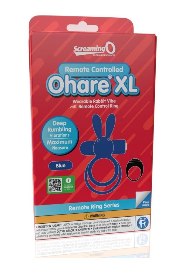 Screaming O Ohare XL Remote Control Rechargeable Silicone Vibrating Cock Ring - Blue