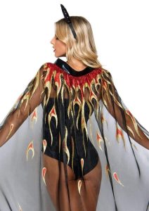 Leg Avenue Sheer glitter Flame Devil Cape and Devil Horns (2 Piece) - O/S - Black