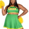 Pleated Skirt and Pom Pom (3 Piece) - 1X/2X - Green
