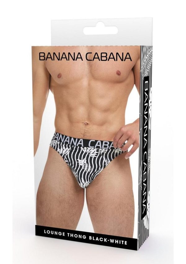 Banana Cabana Thong - Small/Medium - Black/White