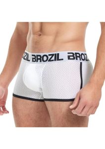 Brozil Ultra Glute and Bulge Enhancing Mesh Trunk - Small/Medium - White