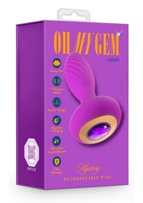 Oh My Gem Charm Rechargeable Silicone Anal Plug - Amethyst Purple