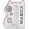 RealRock Crystal Clear Dildo with Balls 6in - Clear