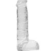 RealRock Crystal Clear Dildo with Balls 6in - Clear