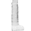 RealRock Crystal Clear Dildo with Balls 8in - Clear