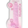 RealRock Crystal Clear Dildo with Balls 9in - Pink