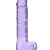 RealRock Crystal Clear Dildo with Balls 9in - Purple
