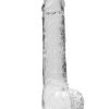 RealRock Crystal Clear Dildo with Balls 9in - Clear