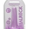 RealRock Crystal Clear Non Realistic Dildo with Suction Cup 5.3in - Purple