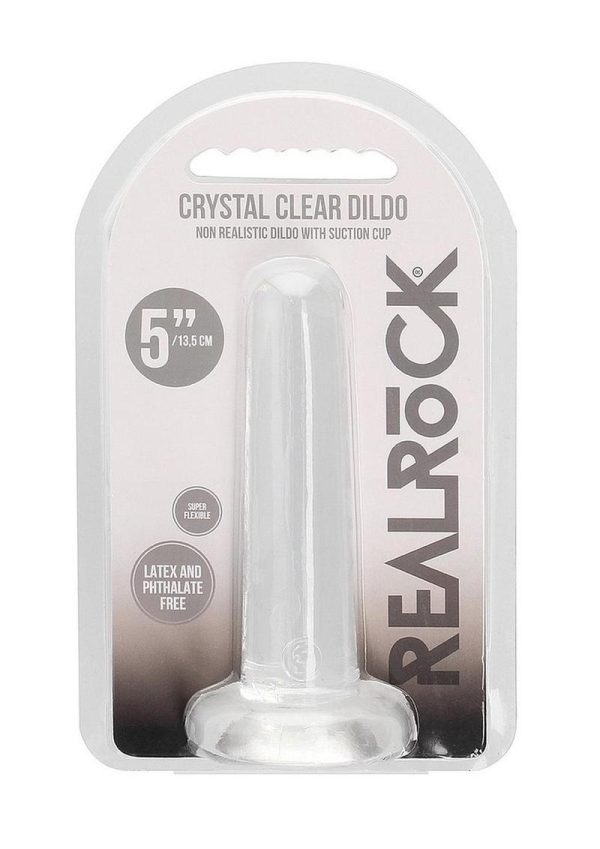 RealRock Crystal Clear Non Realistic Dildo with Suction Cup 5.3in - Clear