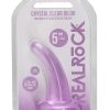 RealRock Crystal Clear Non Realistic Dildo with Suction Cup 4.7in - Purple