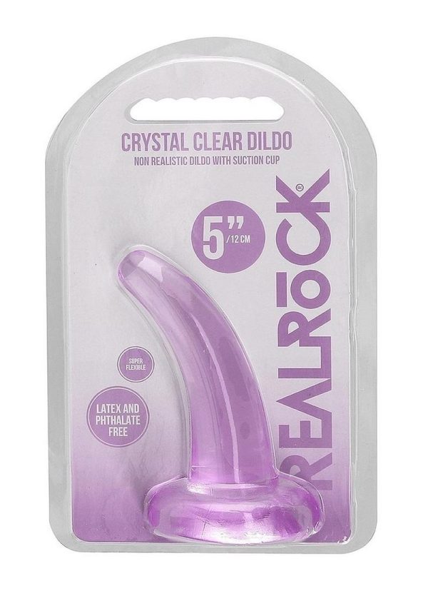 RealRock Crystal Clear Non Realistic Dildo with Suction Cup 4.7in - Purple