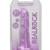 RealRock Crystal Clear Non Realistic Dildo with Suction Cup 7in - Purple
