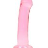 RealRock Crystal Clear Non Realistic Dildo with Suction Cup 6.7in - Pink