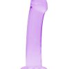 RealRock Crystal Clear Non Realistic Dildo with Suction Cup 6.7in - Purple