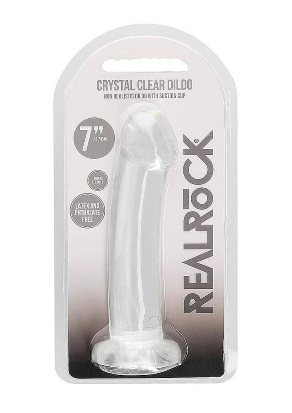 RealRock Crystal Clear Non Realistic Dildo with Suction Cup 6.7in - Clear