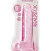 RealRock Crystal Clear Realistic Dildo with Balls 10in - Pink