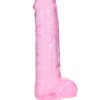 RealRock Crystal Clear Realistic Dildo with Balls 10in - Pink