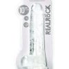 RealRock Crystal Clear Realistic Dildo with Balls 10in - Clear