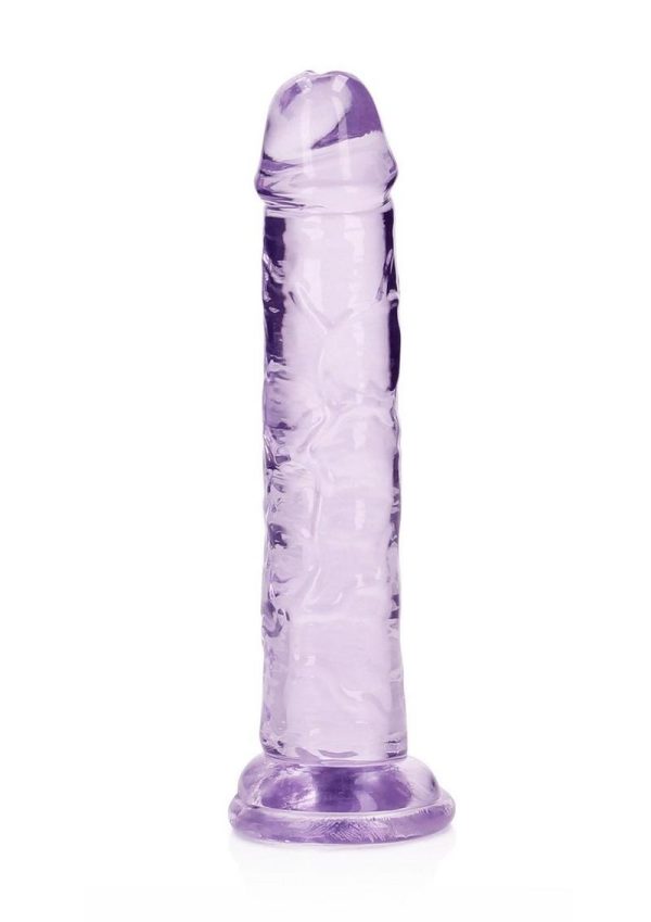 RealRock Crystal Clear Straight No Balls Dildo 6in - Purple