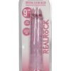 RealRock Crystal Clear Straight No Balls Dildo 9in - Pink