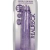 RealRock Crystal Clear Straight No Balls Dildo 9in - Purple