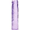 RealRock Crystal Clear Straight No Balls Dildo 9in - Purple