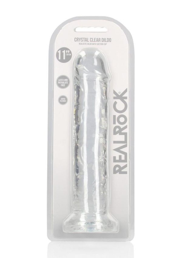 RealRock Crystal Clear Straight No Balls Dildo 11in - Clear