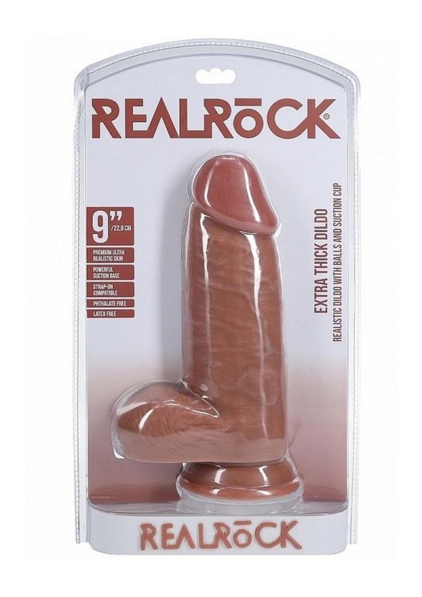 RealRock Ultra Realistic Skin Extra Thick with Balls 9in - Caramel