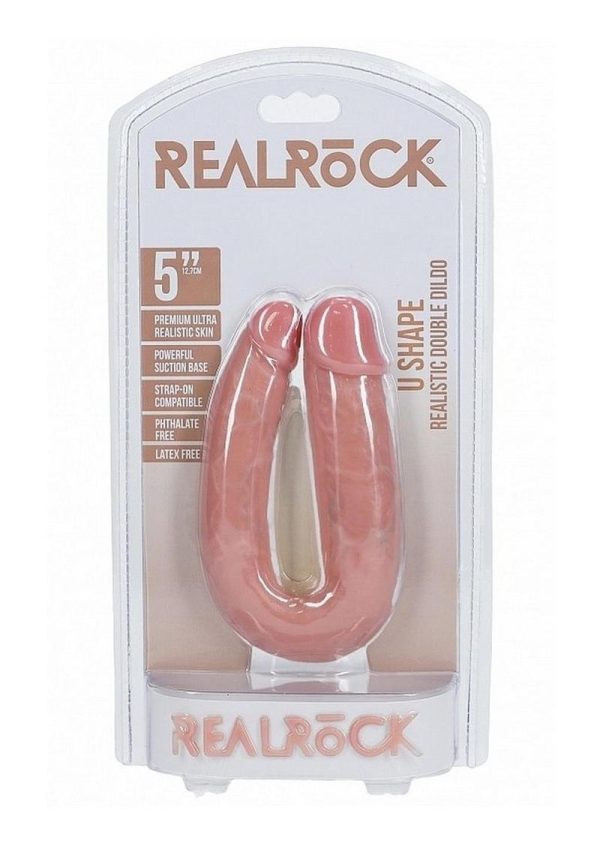 RealRock Ultra Realistic Skin U Shaped Double Dildo 5in - Vanilla