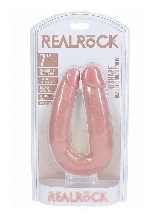 RealRock Ultra Realistic Skin U Shaped Double Dildo 7in - Vanilla