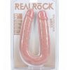 RealRock Ultra Realistic Skin U Shaped Double Dildo 9in - Vanilla