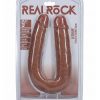 RealRock Ultra Realistic Skin U Shaped Double Dildo 9in - Caramel