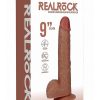 RealRock Vibrating Cock with Balls Regular Straight 9in - Caramel
