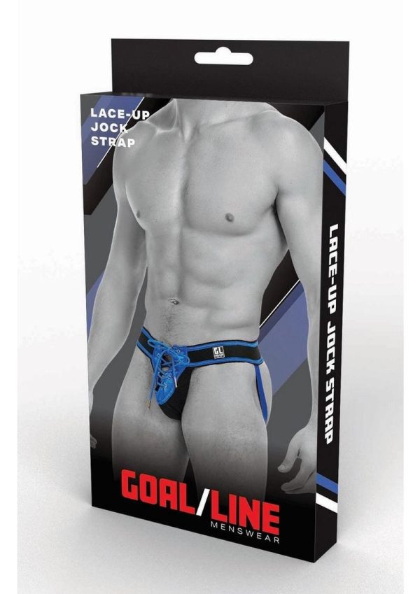 Goal Line Lace-Up Jockstrap - Large/XLarge - Blue