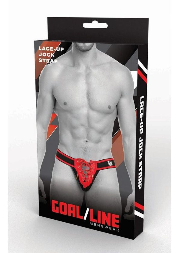 Goal Line Lace-Up Jockstrap - Small/Medium - Red