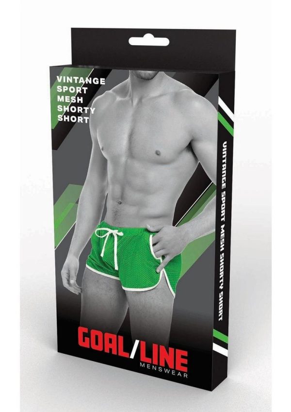 Goal Line Side Split Mesh Booty Shorts - Small/Medium - Green