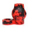 Creature Cocks Hell Hound Silicone Penis Sleeve and Ball Stretcher - Large - Red/Black