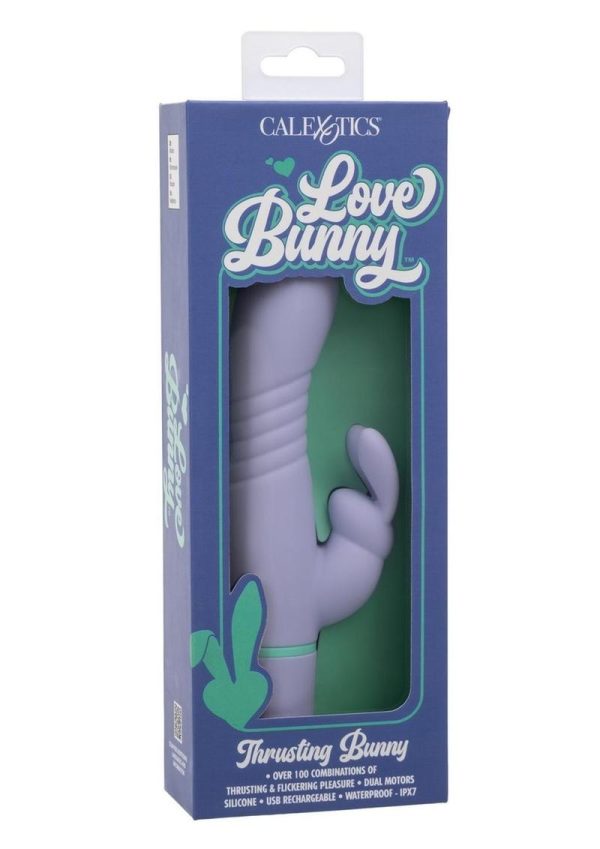 Love Bunny Thrusting Bunny Rechargeable Silicone Rabbit Vibrator - Purple/Teal