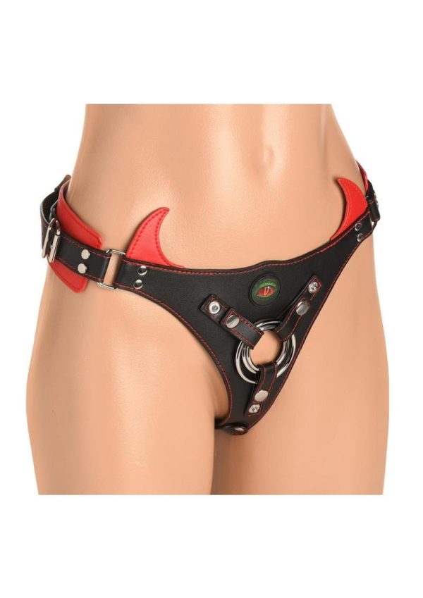 Creature Cocks Horny Devil Strap-On Harness - Red/Black