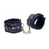 Sex and Mischief Cougar Fur Handcuffs - Navy/Gold