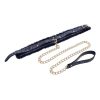 Sex and Mischief Cougar Fur Collar andamp; Leash - Navy/Gold