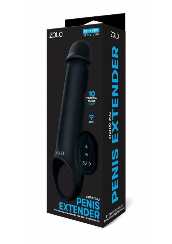 Zolo Vibrating Remote Control Silicone Rechargeable Penis Extender Strap-On - Black