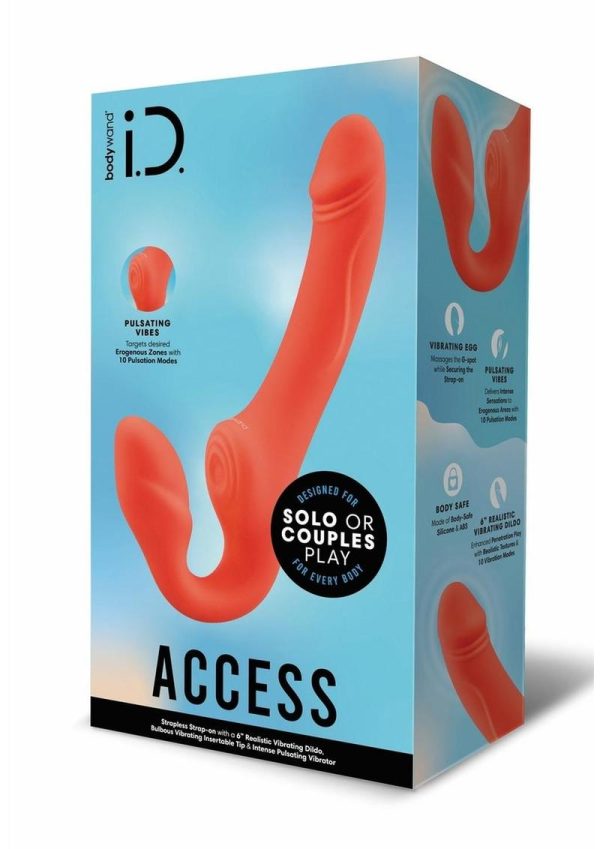 Bodywand I.D. Access Rechargeable Silicone Strapless Strap-On - Coral