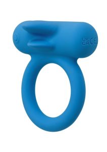 Silicone Rechargeable Double Trouble Cock Ring - Blue