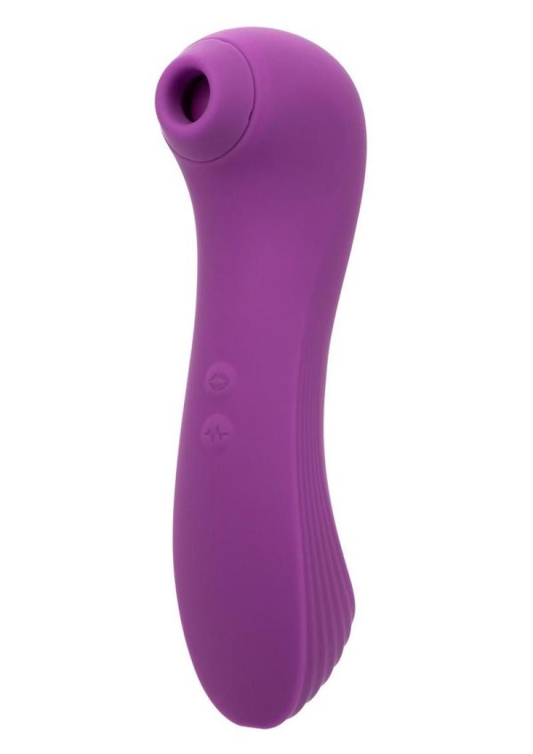 Couture Collection Dual Pleasure Wand Rechargeable Silicone Clitoral Massager - Purple