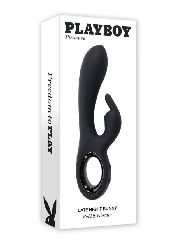 Playboy Late Night Bunny Rechargeable Silicone Dual Vibrator - Black