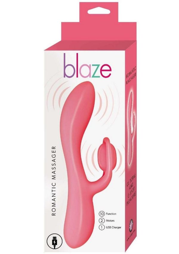 Blaze Romantic Rechargeable Silicone Rabbit Vibrator - Red