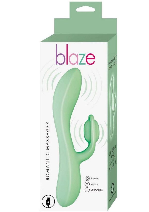 Blaze Romantic Rechargeable Silicone Rabbit Vibrator - Aqua